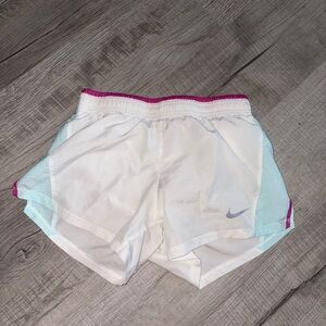 Nike Women's White and Pink Athletic Shorts